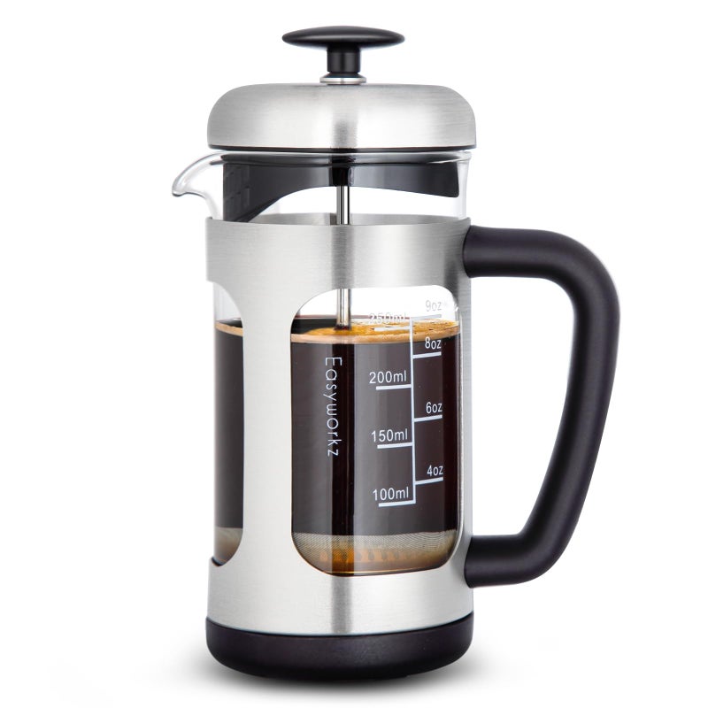 Easyworkz Stainless Steel French Press 12 oz Coffee Tea Maker with Soft Grip Handle - Image 1